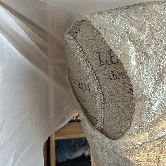 Scarlet Lace Shimmer Dress with Sheer Cape - 8 - Picture 4 of 5